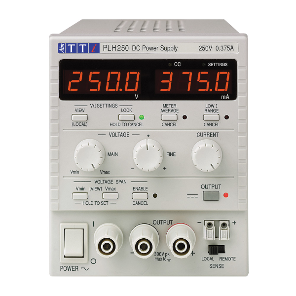 TTi PLH250 Single 0-250V/0-0.375A Higher Voltage Linear DC Bench Power Supply 
